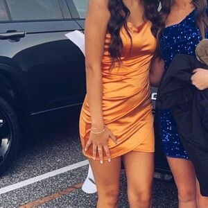 Honey and Rosie Vibrant Orange Mini Dress